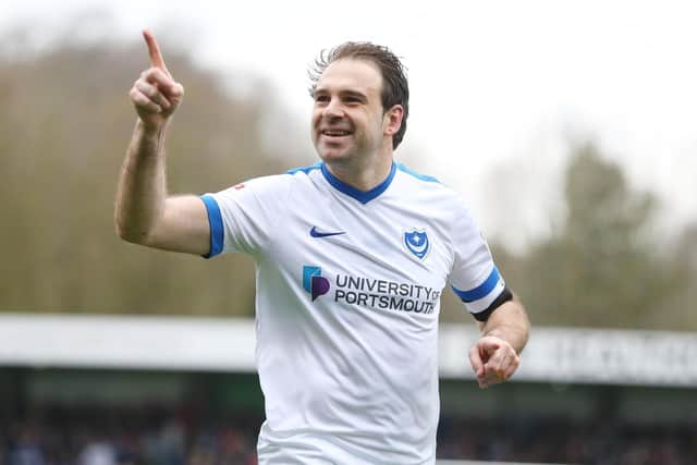 Brett Pitman celebrates his second goal against Wycombe is Saturday's 3-2 win. Picture: Joe Pepler/Digital South