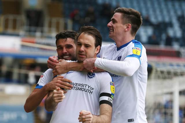 Brett Pitman celebrates his first goal at Wycombe. Picture by Joe Pepler