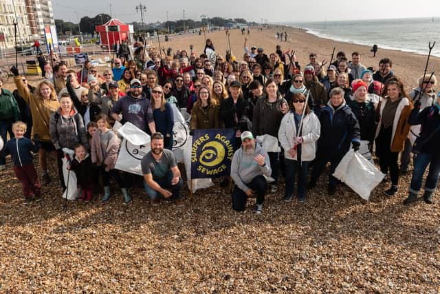 Volunteers at Surfers Against Sewage's Big Spring Beach Clean on Southsea seafront on Saturday morning. Picture: Vernon Nash (060419-005)