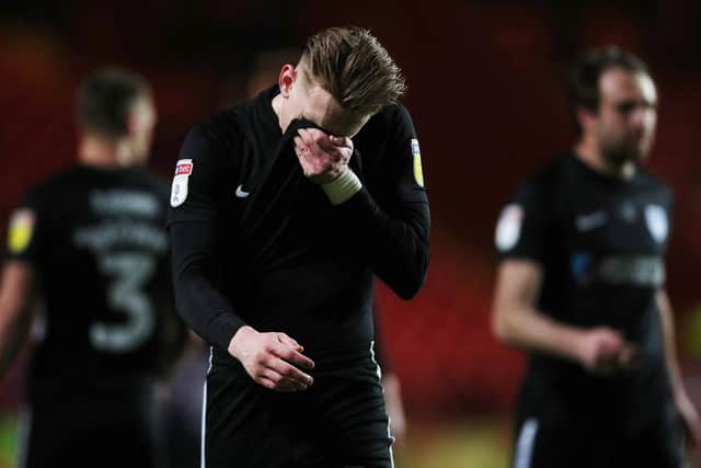 Ronan Curtis is dejected after the Charlton defeat which could be the turning point of Pompey's season. Picture: Joe Pepler