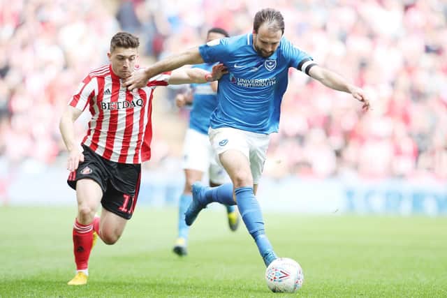 Brett Pitman in action against Sunderland in the Checkatrade Trophy final. Picture: Joe Pepler