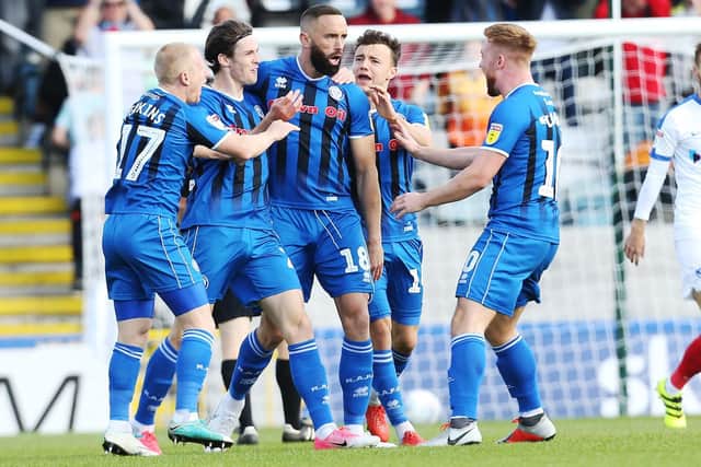 Rochdale's Aaron Wilbraham scored against Pompey earlier in the season. Picture: Joe Pepler/Digital South.
