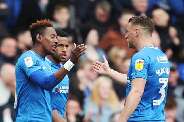 Jamal Lowe celebrates his goal in the win over Rochdale. Picture by Joe Pepler