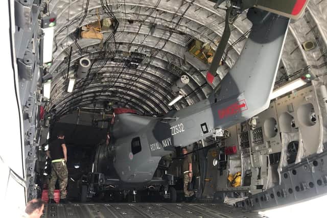 Last Royal Navy helicopter has returned home from Oman after a ten-year mission. Picture: Lt Cdr Ian Miller VR RN