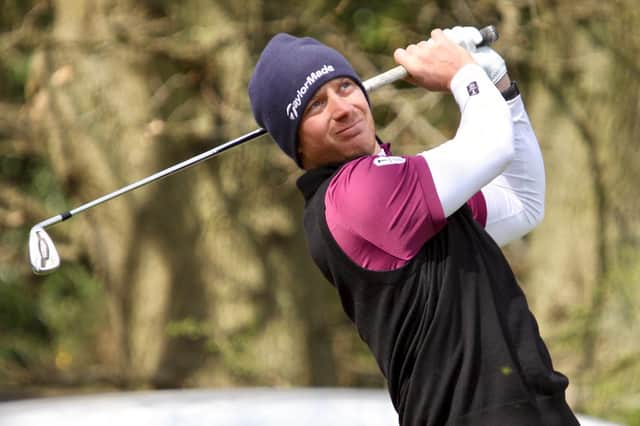 Darren Wright tees off at the ninth in the first round of the Selborne Salver at Blackmoor. Picture: Andrew Griffin