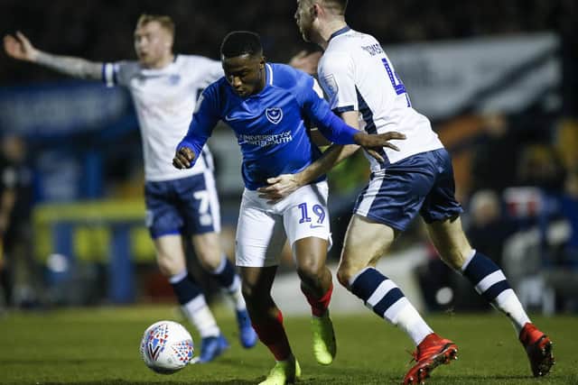 Viv Solomon-Otabor, seen here against Bury, made his injury comeback against Bournemouth under-21s on Tuesday. Picture: Daniel Chesterton/phcimages.com/PinPep