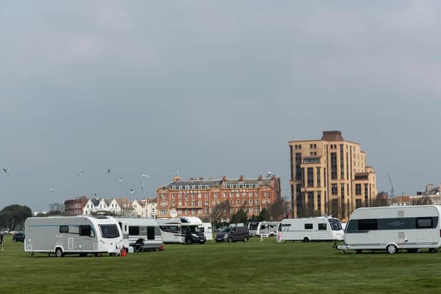 Travellers On Southsea Common - Caravans parked on the Common.  Picture: Vernon Nash