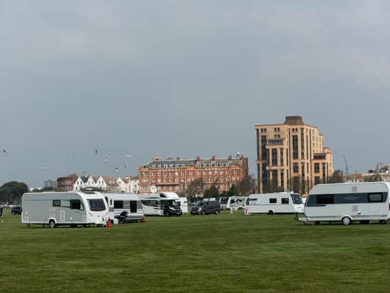 Travellers On Southsea Common - Caravans parked on the Common.  Picture: Vernon Nash