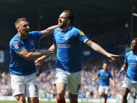 Brett Pitman celebrates his 83rd-minute winner against Coventry which made it eight-straight wins. Picture:Joe Pepler