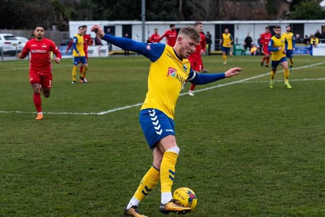 Charlie Davis scored the winner for Gosport Borough from the penalty spot. Picture: Vernon Nash