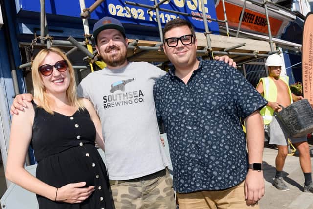 Lorna and Dave Eastwood with Dan Tonkin at their Brewer's Tap pub in Milton