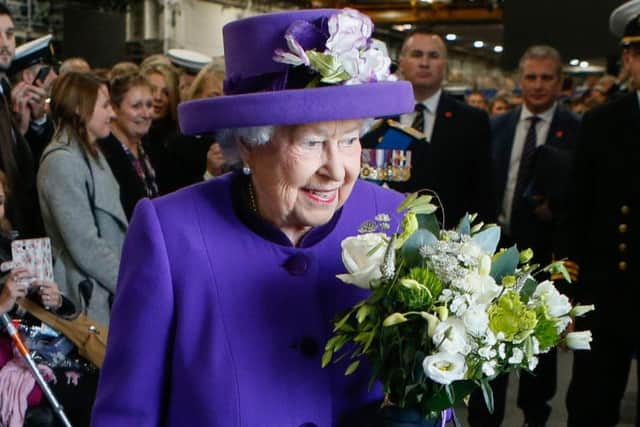 Queen Elizabeth departs from HMS Queen Elizabeth after the commissioning ceremony in 2017. Picture: Habibur Rahman