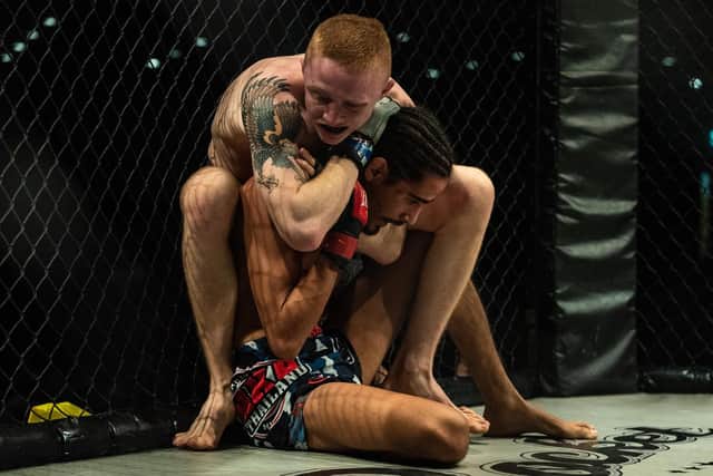 Elliott Hoye picked up a third successive submission win to move to 5-0. Picture: Vernon Nash (180686-027)