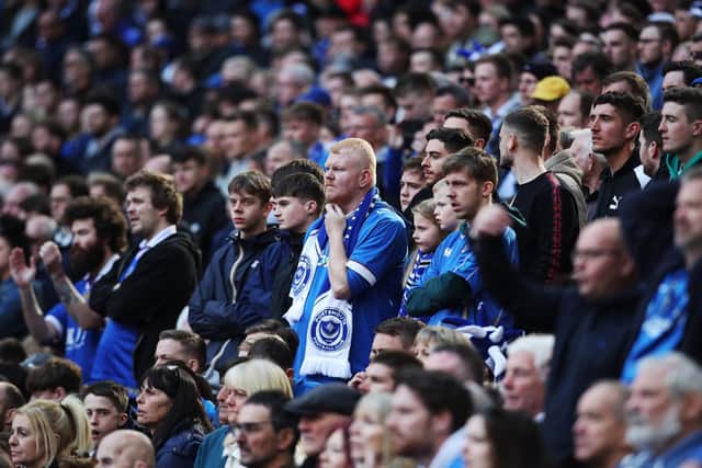 Pompey fans at the Checkatrade Trophy final. Picture by Joe Pepler