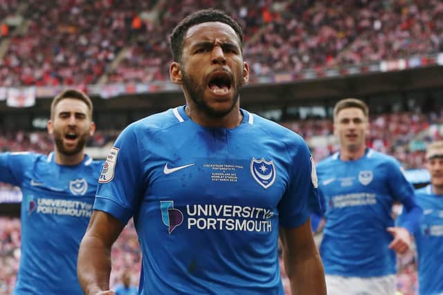 Nathan Thompson celebrates his equaliser in the Checkatrade Trophy final against Sunderland. Picture: Joe Pepler
