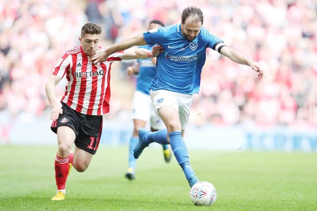 Brett Pitman in action against Sunderland during the Checkatrade Trophy final against Sunderland. Picture: Joe Pepler