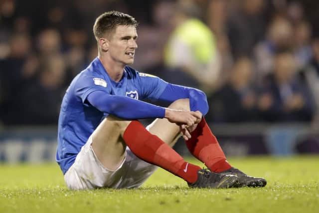 Oliver Hawkins is devastated after missing out on automatic promotion, but Gaffer for a Day, Crispin Harwood, has praised the players' commitment. Picture: Robin Jones.