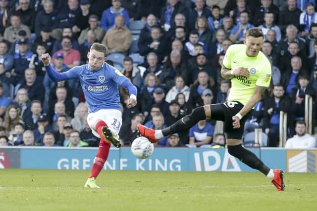 Ronan Curtis, seen here against Peterborough on Tuesday night, is searching to recapture his best Pompey form. Picture: Robin Jones/Digital South
