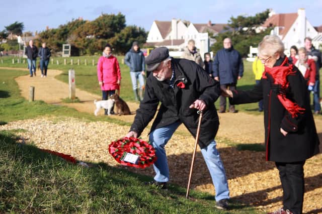 Robin Walton lays a wreath at the COPP Memorial on Remembrance Sunday last year.