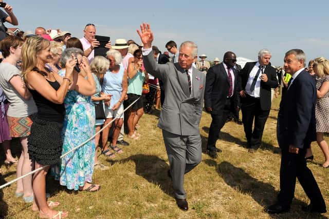 Prince Charles waves to the crowds on Hayling seafront in 2015