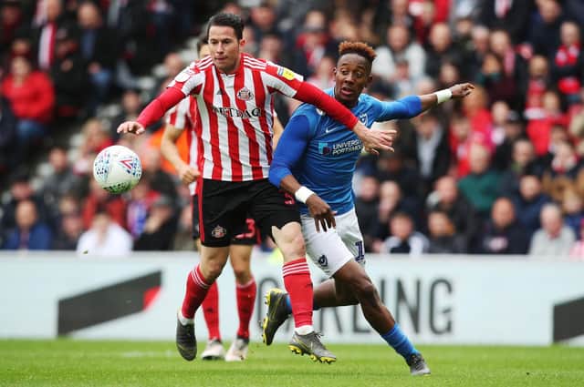 Jamal Lowe is back from his sabbatical - and returns to the ground where he scored on Pompey's last Stadium of Light appearance. Picture: Joe Pepler