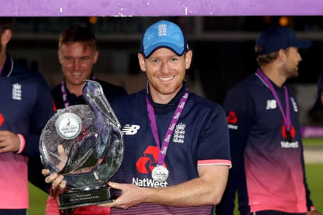 England captain Eoin Morgan will be hoping to lead his side to a victory on Saturday at the Ageas Bowl. Picture: PA