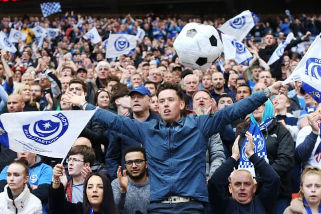 Pompey fans at the Checkatrade Trophy final at Wembley Picture: Joe Pepler