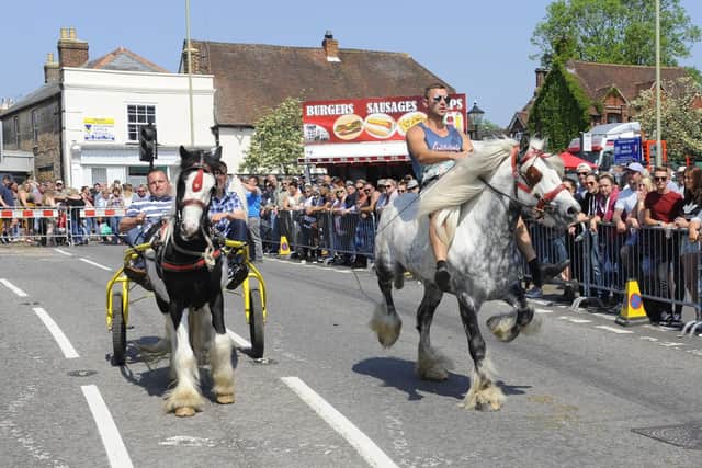 The traditional horse-run down the A334 between Fareham Road and Winchester Road at the Wickham Horse Fair. Picutre: Malcolm Wells