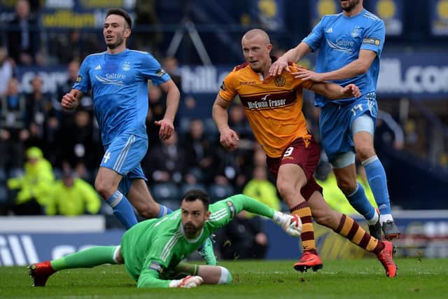 Curtis Main nets for Motherwell in the 2018 Scottish FA Cup semi-final against Aberdeen. Picture: Mark Runnacles/Getty Images