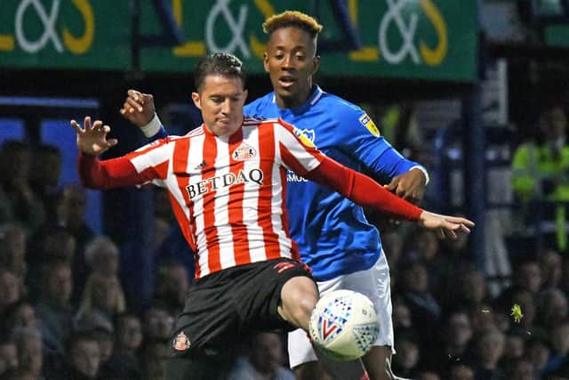 Jamal Lowe was one of Pompey's finest performers this season, yet failed to inspire them off the bench against Sunderland. Picture: Malcolm Wells