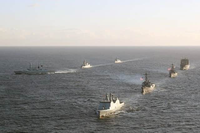 HMS Defender is currently taking part in Operation Formidable Shield, working alongside ships from various nations. Picture: Royal Navy