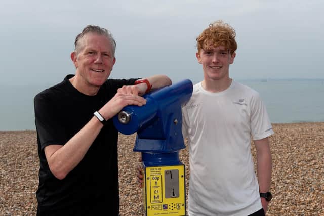 Father and son Paul and Daniel Cripps both completed their 100th parkrun in Southsea on Saturday. It was also Daniel's 17th birthday and he finished in third place. Picture: Vernon Nash (180519-054)