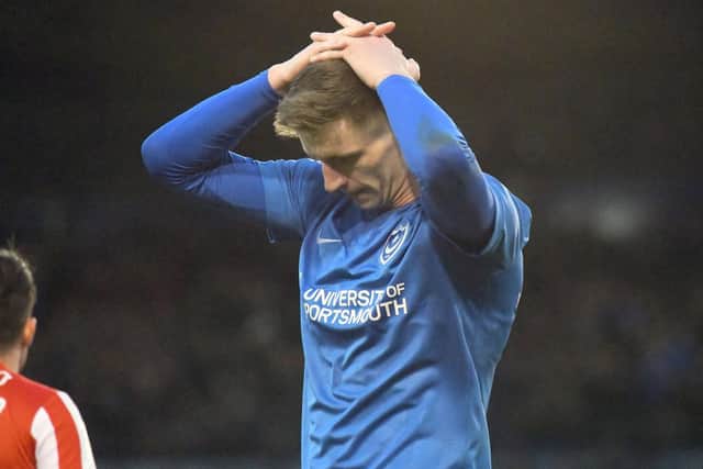 Oli Hawkins feels the frustration against Sunderland. Picture: Malcolm Wells (190516-7008)