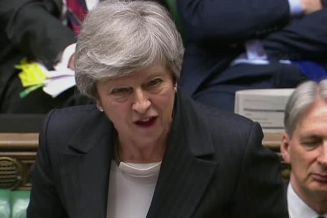 Prime minister Theresa May at today's PMQs. Picture: House of Commons/PA Wire