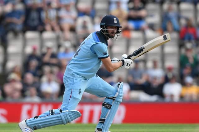 SOUTHAMPTON, ENGLAND - MAY 25: James Vince of England plays a shot during the ICC Cricket World Cup 2019 Warm Up match between England and Australia at Ageas Bowl on May 25, 2019 in Southampton, England. (Photo by Shaun Botterill/Getty Images)
