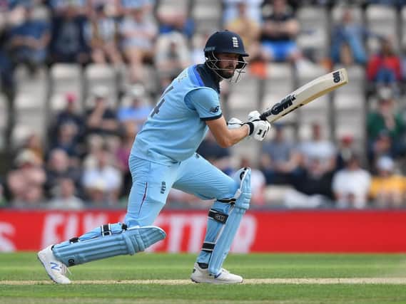 SOUTHAMPTON, ENGLAND - MAY 25:  James Vince of England plays a shot during the ICC Cricket World Cup 2019 Warm Up match between England and Australia at Ageas Bowl on May 25, 2019 in Southampton, England. (Photo by Shaun Botterill/Getty Images)