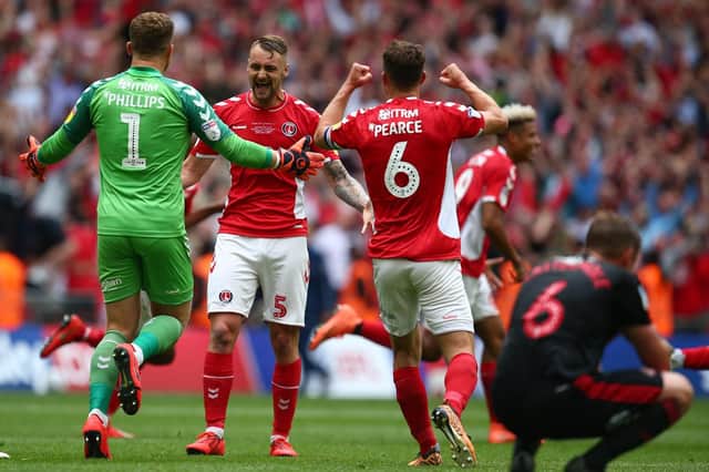 Charlton celebrate their play-off final victory over Sunderland. Picture: Charlie Crowhurst/Getty Images