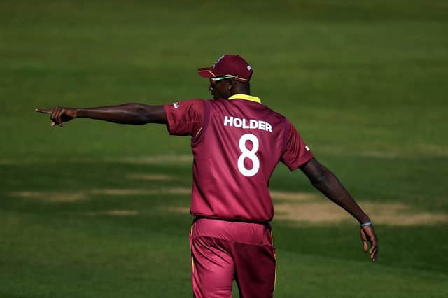 Jason Holder of West Indies gives orders during the international match between Australia and West Indies at the Ageas Bowl on May 22. Picture: Harry Trump/Getty Images