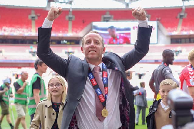 Charlton boss Lee Bowyer celebrates Charlton's win over Sunderland in the League One play-off final  Picture by Martin Swinney