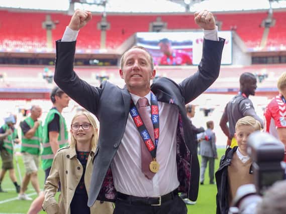 Charlton boss Lee Bowyer celebrates Charlton's win over Sunderland in the League One play-off final  Picture by Martin Swinney