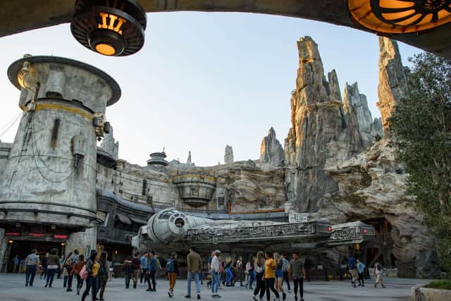 Inside the new Star Wars: Galaxy's Edge attraction at Disneyland Park in Anaheim, California, which opens on Friday and transports guests to Black Spire Outpost, a village on the franchise's planet of Batuu