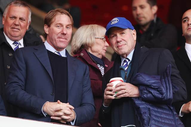 Pompey chairman Michael Eisner, right, and board member Eric Eisner. Picture: Joe Pepler