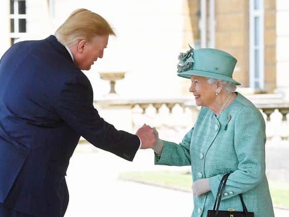 Queen Elizabeth II greets US President Donald Trump