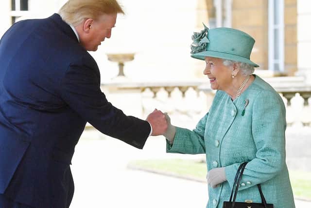 Queen Elizabeth II greets US President Donald Trump