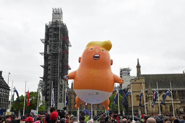 The Donald Trump baby balloon set up in Parliament Square, London. Picture: David Mirzoeff/PA Wire