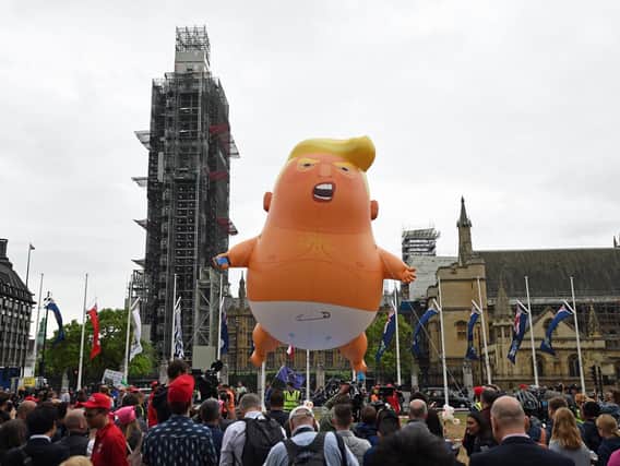 The Donald Trump baby balloon set up in Parliament Square, London. Picture: David Mirzoeff/PA Wire