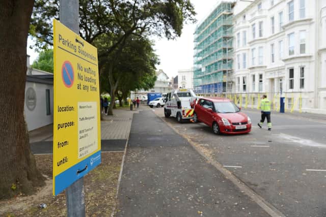 Vehicles that have not been removed from the restricted parking areas around Southsea Common in time are towed away by vehicle recovery specialists. Photographs taken on Western Parade, Southsea. Picture: Morten Watkins/Solent News & Photo Agency