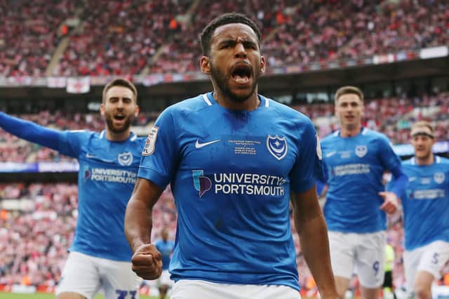 Nathan Thompson celebrates his equaliser in the Checkatrade Trophy final. Picture: Joe Pepler
