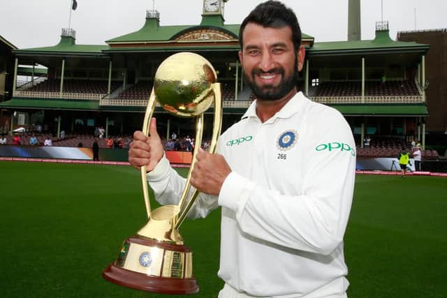 Player of the series, Cheteshwar Pujara of India holds up the BorderGavaskar Trophy as he celebrates India's 2-1 series win after day five of the Fourth Test match in the series between Australia and India at Sydney Cricket Ground on January 07, 2019 in Sydney, Australia, during day five of the fourth Test match in the series between Australia and India at Sydney Cricket Ground on January 07, 2019 in Sydney, Australia. Picture: Mark Evans/Getty Images