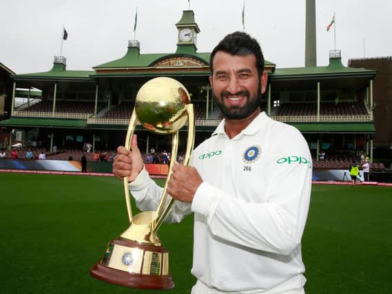 Player of the series, Cheteshwar Pujara of India holds up the BorderGavaskar Trophy as he celebrates India's 2-1 series win after day five of the Fourth Test match in the series between Australia and India at Sydney Cricket Ground on January 07, 2019 in Sydney, Australia, during day five of the fourth Test match in the series between Australia and India at Sydney Cricket Ground on January 07, 2019 in Sydney, Australia. Picture: Mark Evans/Getty Images